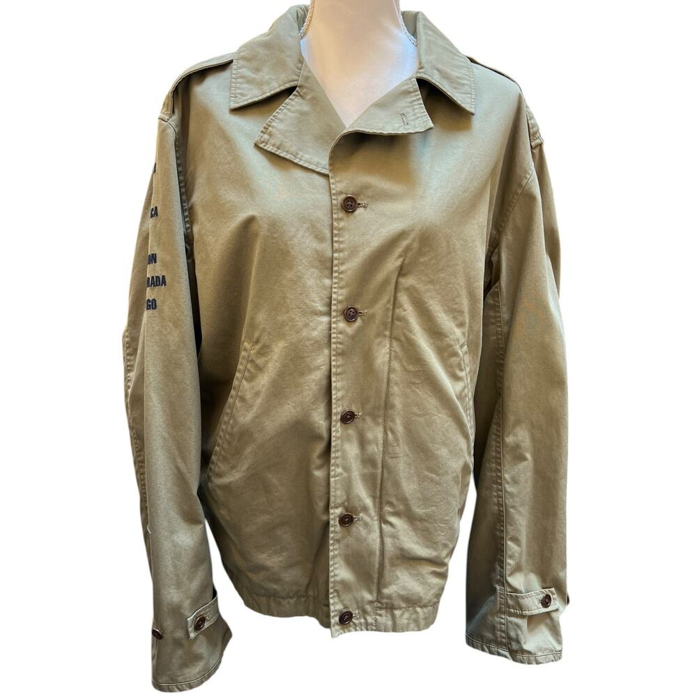 Vintage Polo Ralph Lauren Key West Embroidered Khaki Military Tour Jacket Large